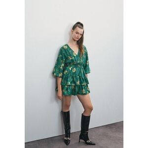 Zara Green Floral Mini Dress